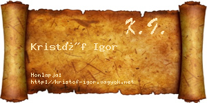 Kristóf Igor névjegykártya